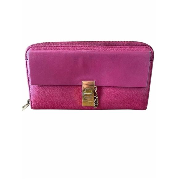 Chloe Handbags - Chloé Continental Pink Pebbled Leather Zippy Wallet with COA. EUC!